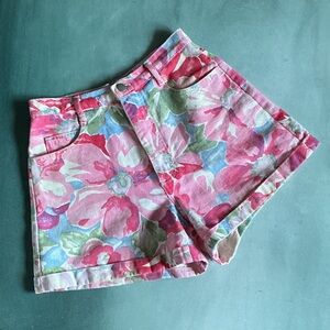 Vintage Wet Seal Floral High Waisted Cotton Shorts 90s